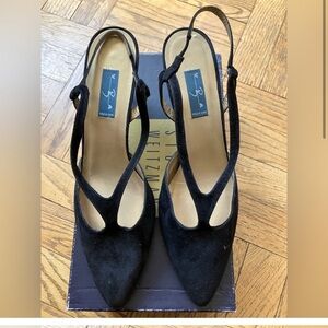 Elegant Black Suede Slingback Heels